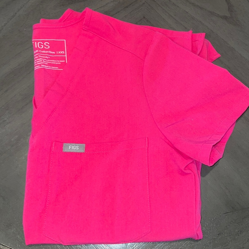 Figs XXS Shocking Pink Catarina One Pocket Scrub Top